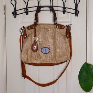 Relaxed Fossil Satchel- Tan and brown